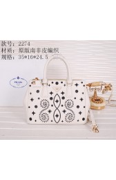 Imitation Prada Weave Leather Tote Bags B2274 White VS02178