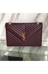 Imitation Saint Laurent Monogram Large Grained Chain Shoulder Bag Burgundy Y230310 VS00725