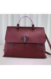 Imitation Top Gucci Bamboo Daily Leather Top Handle Bag Burgundy 370830 VS07098