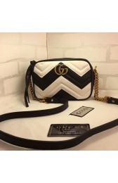 Imitation Top Gucci GG Marmont Matelasse Mini Bag Black and White 448065 VS04713