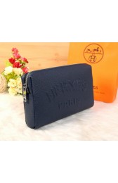 Imitation Top Hermes Grainy Leather Clutch H2152 Blue VS07500
