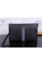 Imitation Top Prada Calfskin Leather Clutch P12131 Black VS08244
