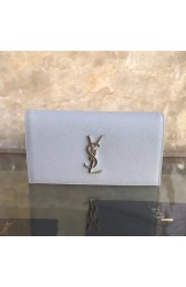 Imitation Top Saint Laurent Cassandre Grained Clutch Bag Light Blue Y230320 VS05169
