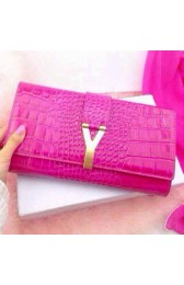 Imitation YSL Chyc Travel Case Croco Leather 30260 Rose VS03949