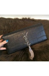 Knockoff 1:1 YSL Classic Monogramme Tassel Clutch Croco Y311212B Black VS07831