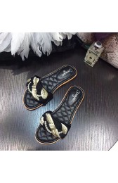 Knockoff AAA Chanel Pearl Slipper Sandals Black CH073001 VS01252