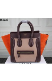 Knockoff Celine Luggage Mini Tote Bag Suede Leather Ci3308 Beige&Burgundy&Orange VS02747