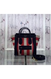 Knockoff Celine Luggage Nano Bag Fabric CTA3309 Black&Red VS01413