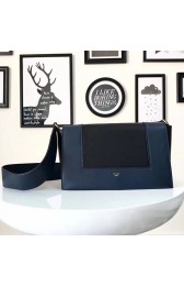 Knockoff Celine Medium Smooth Calfskin Frame Shoulder Bag Black and Dark Blue C130402 VS09533