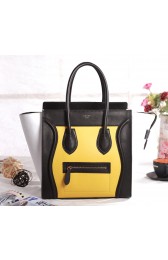Knockoff Celine Mini Luggage 3308 in Yellow with Black and White Original Leather VS09890