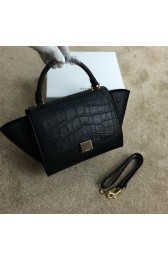 Knockoff Celine mini Trapeze Bag Corco Leather CL005 Black VS05326