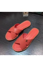 Knockoff Chanel Calfskin Slides Mules Red CH073002 VS01460