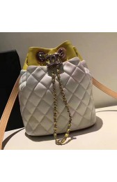 Knockoff Chanel Small Drawstring Bag in White Lambskin and Resin A93730 VS07947