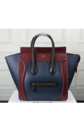 Knockoff Cheap Celine Luggage Mini Tote Bag Original Leather Ci3308 Royal&Burgundy&Black VS09008