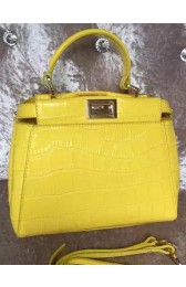 Knockoff Cheap Fendi mini Peekaboo Bag Croco Leather F30320 Yellow VS06086