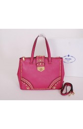 Knockoff Cheap Prada Saffiano Leather Tote With Metal Studs Bag B2752M Rosy VS00293