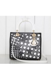 Knockoff Dior Star Cutout Leather Lady Dior Bag D0666 Black VS01793