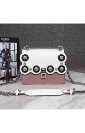 Knockoff Fendi Kan I Small Pink and White Leather Mini Bag 8M03812 VS03489