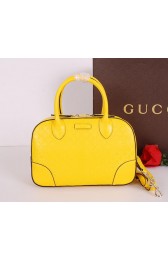 Knockoff Gucci Bright Diamante Leather Top Handle Bag 354224 Yellow VS01000