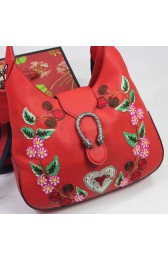 Knockoff Gucci Dionysus Leather Hobo Bag Hibiscus Red 446687 VS06208