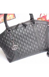 Knockoff Gucci Signature Leather Top Handle Bag Black 341503 VS07895