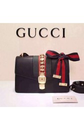 Knockoff Gucci Sylvie Leather Shoulder Bag 421822 Black VS05490