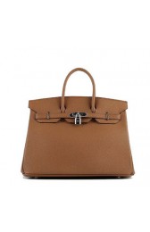 Knockoff Hermes Birkin 35CM Tote Bag Wheat Grainy Leather H-35 Silver VS09373