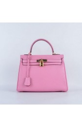 Knockoff Hermes Kelly 28cm Shoulder Bags Sakura Grainy Leather Gold VS03200