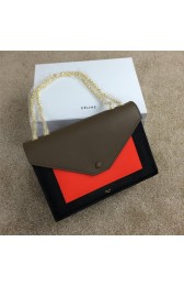 Knockoff Luxury Celine Pocket Handbag Seashell Smooth Calfskin 175383 Black&Orange&Khaki VS02301