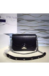Knockoff Prada Arcade Calf Leaher Crocodile Embossed Shoulder Bag Black 1BD030 VS06451