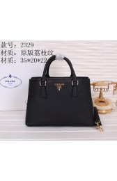 Knockoff Prada Original Grainy Calf Leather Tote Bag BN2329 Black VS04378
