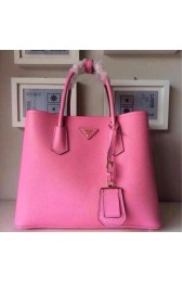 Knockoff Prada Twin Saffiano Leather Cuir Large Tote BN2756 in Pink with Gold Hardware Mingd VS09130