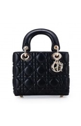 Lady Dior Bag Nano Bag Black Original Leather D44552 Gold VS02942