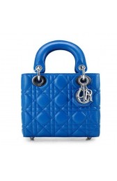 Lady Dior Bag Nano Bag Blue Original Leather D44552 Silver VS08689