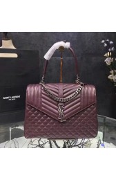 Large Soft Envelope Monogram Saint Laurent Shoulder Bag Burgundy 436694 VS05412