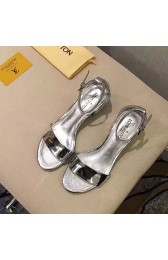 Louis Vuitton Calfskin Leather Sandals Silver L080202 VS00966