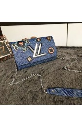 Louis Vuitton Calfskin Leather Twist Chain Wallet Denim M15162 VS08011