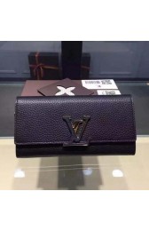 Louis Vuitton Litchi Leather LOUISE WALLET M60766 Black VS01294