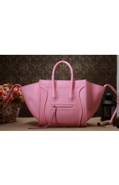 Luxury Copy Celine Luggage Phantom Square Tote Bag 3341 in Cherry Pink Original Import Palm Skin Leather VS07097