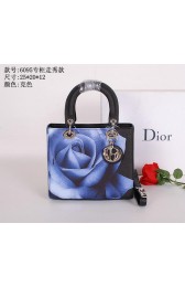 Luxury Dior Rose Leather Lady Dior Bag D6095 Black VS08393