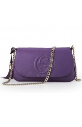 Luxury Fake Gucci Soho Original Leather Shoulder Bag 336752 Purple VS04365