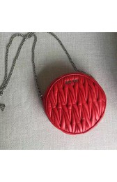Luxury Fake Miu Miu Matelasse Nappa Leather Round Little Bag Red 5BH031 VS01604