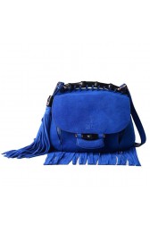 Luxury Gucci Nouveau Fringe Suede Leather Shoulder Bag 347103 Blue VS02269
