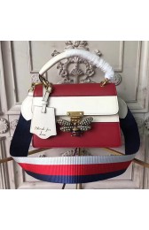 Luxury Gucci Queen Margaret Leather Top Handle Bag Red and White 476541 VS08297