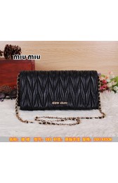 Luxury miu miu Matelasse Leather Flap Shoulder Bag BL089 Black VS00916