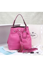 Luxury Prada Leather Drawstring Pouch Nero Bag 55069 in Peach Calfskin LSS VS00822