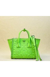 Luxury Prada Saffiano Embroidered Tote Bag BN2619E Green VS09676