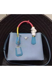 Luxury Prada Saffiano Leather Double Tote Bag Astral Blue 1BG887 VS00102