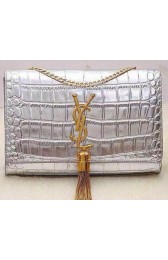 Luxury Yves Saint Laurent Monogramme Croco Leather Cross-body Bag Y32218 Silver VS05164