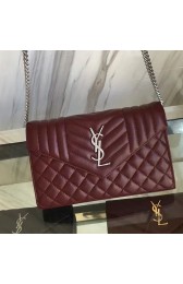 Medium Monogram Saint Laurent Satchel in Burgundy Matelasse Leather Y221260 VS02153